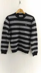 最終価格！ 値下げ不可品　〇6092 カシミヤ混 EXPRESS エクスプレス ボーダーニット S 黒 グレー 刺繍のサムネイル