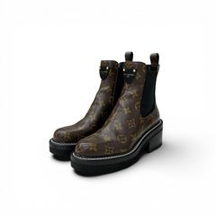 極美品】 LOUIS VUITTON ボブールライン サイドゴア ブーツ 黒 - メルカリ