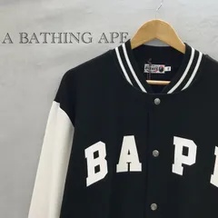 A BATHING APE ミリタリージャケット PIRATE SWEAT 004LTL701001F VARSITY JACKET メンズ 2XL ブラック×ホワイト  メンズ ファッション _233023のサムネイル