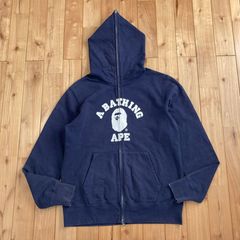A BATHING APE エイプ ダブルジップパーカー 短丈 S ネイビー - メルカリ