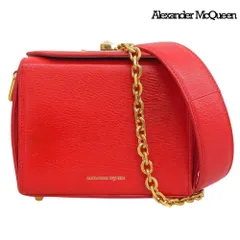 超美品 アレキサンダーマックイーン Alexander McQueen BOX BAG16 レザー 2WAY チェーン付き ショルダーバッグ レッド 赤 袋付き 定価247500円のサムネイル
