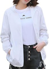 bubu o_hana(부부 오하나) 나일론 파커 샤카샤카 윈드브레이커 경량 풀 Zip 업 지퍼 레이디스 후드 첨부 자외선 UV 대책 방지 러쉬 가드 여성용 (화이트, M)