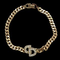 Dior ディオール ブレスレット 喜平チェーン CDロゴ ラインストーン 金