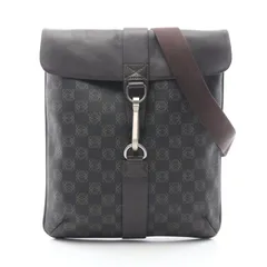 ロエベ LOEWE ショルダーバッグ アナグラム ダークブラウン PVCコーティングキャンバス レザー アナグラム ショルダーバッグ ユニセックス Used A