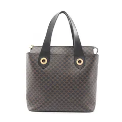 セリーヌ CELINE ハンドバッグ マカダム ダークブラウン PVCコーティングキャンバス レザー マカダム トートバッグ レディース Used B