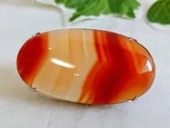 J87 アンティーク メノウ 帯どめ/帯留め カボションカット 楕円形 4×2cm 瑪瑙 昭和レトロ