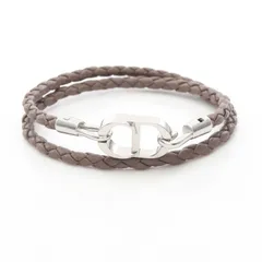ディオール Dior ブレスレット CD Icon ブレイドレザー ダブル B1973HOMLE010M ブラウン レザー ステンレススチール ブレスレット メンズ 新品
