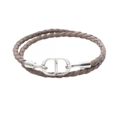 ディオール Dior ブレスレット CD Icon ブレイドレザー ダブル B1973HOMLE010L ブラウン レザー ステンレススチール ブレスレット メンズ 新品