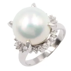 ジュエリー JEWELRY リング・指輪 南洋パール ダイヤモンド リング 南洋ﾊﾟｰﾙ 13.9g #19 Pt900プラチナ ダイヤモンド リング レディース Used A