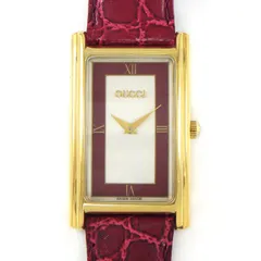 グッチ GUCCI 腕時計 レクタンギュラー 2600M ヴィンテージ シルバー/レッド文字盤 GP SS レッドレザーベルト クオーツアナログ 【中古】のサムネイル