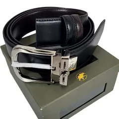 K-13 保管品 HUNTING WORLD ハンティングワールド ベルト リバーシブル ブラック シルバー 箱付 286-1-260410 56-18のサムネイル