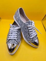 miumiu ビジュー装飾 グリッター スニーカー レザー 38.5 イタリア製