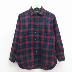 L/古着 ペンドルトン 長袖 ウール シャツ メンズ 80年代 80s USA製 紺他 チェック 26apr15のサムネイル