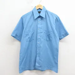 L/古着 JCペニー 半袖 シャツ メンズ 80年代 80s 薄紺 26apr15