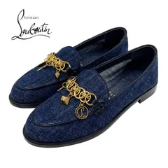 クリスチャンルブタン Christian Louboutin ローファー 革靴 靴 シューズ デニム ブルー ゴールド 未使用 フラットシューズ チェーンのサムネイル
