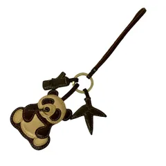 genten(ゲンテン) キーホルダー(チャーム) - ダークブラウン×ベージュ パンダ レザーのサムネイル