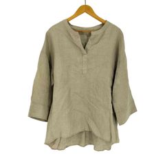 美品 フォグリネンワーク 麻100% チュニックハーフボタンシャツ 