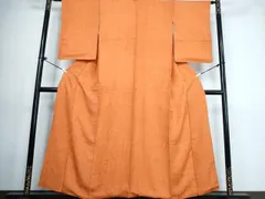 MR-03133 上質な色無地　蜀江花地紋　橙色　正絹　逸品