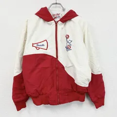 80s～　Birdie　バーディー　フルジップナイロンジャケット　ヴィンテージ　レッド　ホワイト　Sサイズ　古着【値引き交渉OK！】