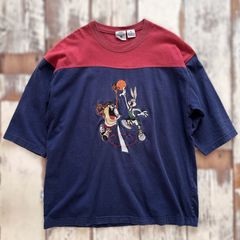 古着 クレイジーパターン 刺繍 キャラクター Tシャツ マルチカラー 