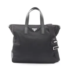 プラダ PRADA トートバッグ 三角ロゴ 2WAY ブラック ナイロン サフィアーノレザー トライアングルロゴ ショルダートート レディース Used A