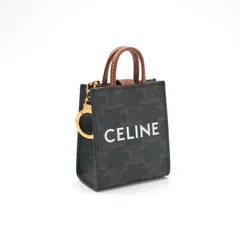 セリーヌ CELINE チャーム ブラウン ホワイト ゴールド トリオンフキャンバス ロゴ マイクロ バーティカル カバのサムネイル