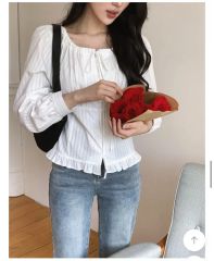 AMICA 膨れ織 黒 パフスリーブ シャツ - メルカリ
