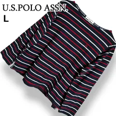 U.S. POLO ASSN. ユーエスポロアッスン ボーダー カットソー 長袖 ロンT トップス 紺 赤 白 マルチカラー ワンポイント ロゴ 刺繍 ボートネック カジュアル 春物 秋物 レディース ゆったり コットン混 【L】2605025AP
