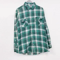80s　OUTDOOR EXCHANGE　長袖シャツ　チェック柄　ヴィンテージ　緑　グリーン　Lサイズ　古着【値引き交渉OK！】