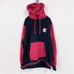 Champion　チャンピオン　スウェットパーカー/フーディー　バイカラー　黒　ブラック　赤　レッド　Lサイズ　古着【値引き交渉OK！】