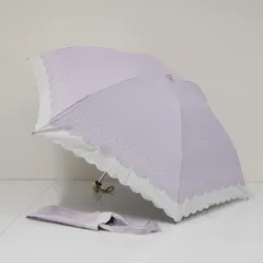 折りたたみ日傘 LANVIN COLLECTION ランバンコレクション USED美品 ライトパープル フラワー 晴雨兼用 遮光 UVカット 50cm FA9598