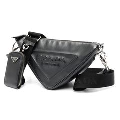 極美 PRADA ヴィッテロダイノ エンボスロゴ ポーチ付き ショルダー 