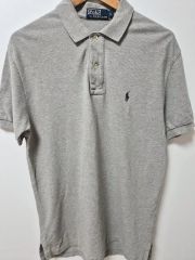 美品】ラルフローレン ソフトタッチ 半袖ポロシャツ L グレー 紺ポニー