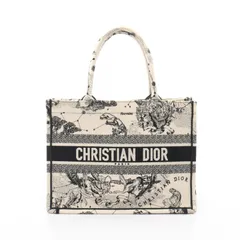 ディオール Dior トートバッグ BOOK TOTE ブックトート ミディアム ゾディアック ホワイト/ブラック キャンバス ブックトート ミディアム レディース Used B