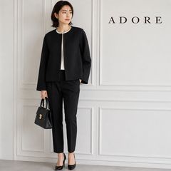 ADORE ネイビー ノーカラージャケット - メルカリ