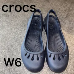【crocs】クロックス　ネイビー　W6 マリンディ　廃盤フラットシューズ【美品】のサムネイル
