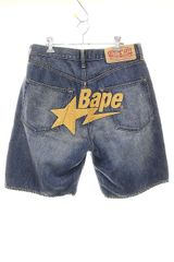 美品 A BATHING APE スターモチーフ 星 デニム ショートパンツ L
