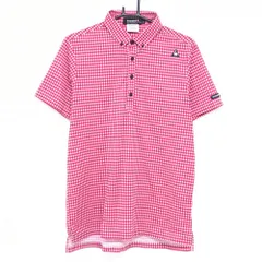 【美品】ルコックゴルフ 半袖ポロシャツ 白×レッド ギンガムチェック ロゴ刺しゅう ボタンダウン  メンズ LL ゴルフウェア le coq sportifのサムネイル