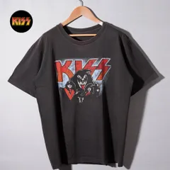 90s キス KISS バンド Tシャツ ブラック バンT ロック シングルステッチ M〜L 相当 タグなし ヴィンテージ 音楽 古着 V008