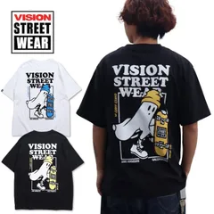 新品 メンズ VISION ヴィジョン 半袖 Tシャツ 半袖Tシャツ ティーシャツ ゴースト スケボー スケートボード プリント キャラクター VISION STREET WEAR ヴィジョンストリートウェア レディース 白 ホワイト 黒 ブラック