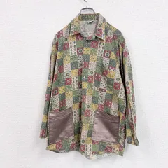 90s　UNITED COLORS OF BENETTON　ベネトン　長袖パッチワークシャツ　総柄　マルチカラー　古着【値引き交渉OK！】のサムネイル