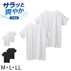 メンズ インナー 2枚組 半袖丸首 シャツ 綿混 制菌加工 メッシュ クルーネック M L LL 肌着 下着 Tシャツ 男性 紳士 ニオイ対策 通気性 白 黒 ホワイト ブラック 快適 肌ざわり デイリー 普段使い 洗い替え まとめ買い 春夏
