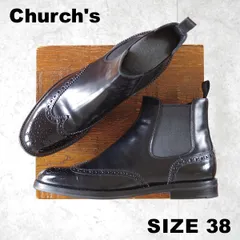 極美品★チャーチ(レディース) SIZE 38【貴重★サイドゴアブーツ/CAMILLE】ポリッシュドバインダーカーフ/黒/Church's★o832のサムネイル