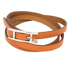 HERMES エルメス ラニエール 革紐 レザーネックレス オレンジ 未使用