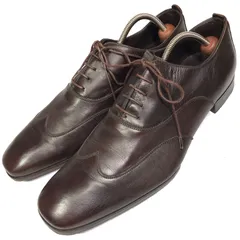 【エルメネジルドゼニア】本物 Ermenegildo Zegna 靴 27cm 茶 ビジネスシューズ 内羽根式 本革 レザー 男性用 メンズ イタリア製 8 1/2 2Eのサムネイル