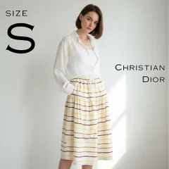 【希少アーカイブ】Christian Dior SPORTSクリスチャン ディオール スポーツ 日本製 90s Y2K ラメ糸ボーダー柄 ウエスト紐 ギャザー ミディ丈 フレアスカート 春夏【古着】【中古】【送料無料】のサムネイル