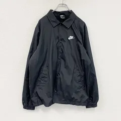 NIKE　ナイキ　JUST DO IT　コーチジャケット　フルボタンジャケット　スウッシュ　黒　ブラック　Lサイズ　古着【値引き交渉OK！】