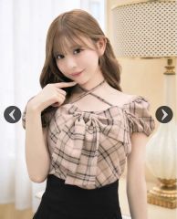 ミシェルマカロン ビックリボンブラウス ベージュ ♥︎フリーサイズ