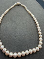 シルバー真珠ネックレス レディース用 玉サイズ約7〜8mm 長さ約44.5 