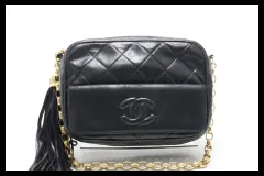 ■CHANEL 1番台 マトラッセ フリンジ GD金具 レザー チェーンショルダーバッグ シャネル ■0430pl29383
